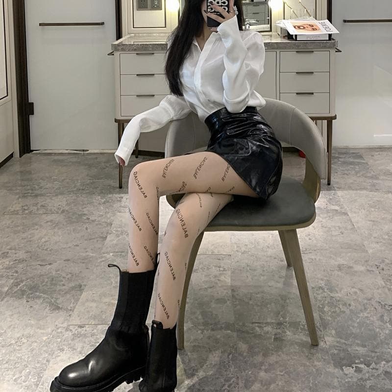 Elevate Your Fall Look: Chic Designer-Inspired Sheer Logo Tights