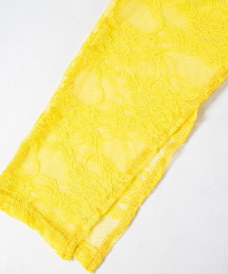 Vibrant Yellow Lace Cut-Out Tube Top & Leggings Set – Your Ultimate Halloween & Party Statement