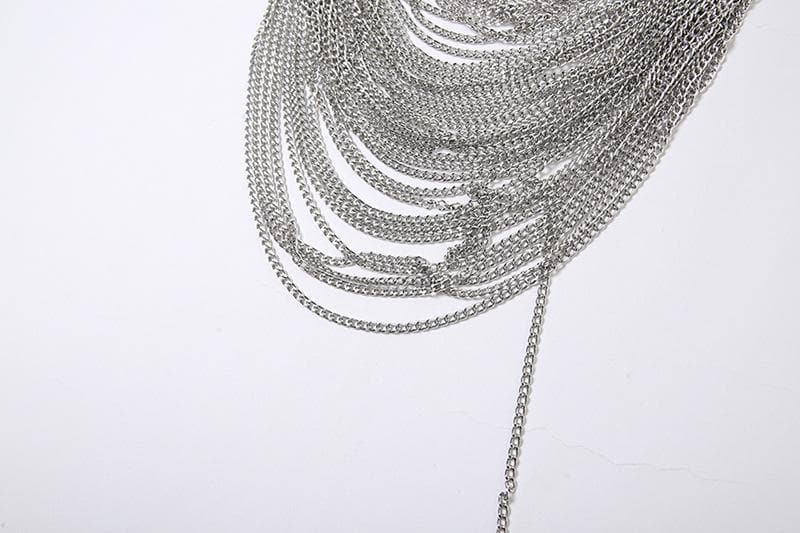 Dazzling Silver Chainmail Halter Top - Edgy Party, Halloween & NYE Statement Crop