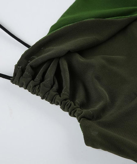 Fall Chic Olive Green Contrast Ruched Cami Top - Trendy Slim Fit Tank