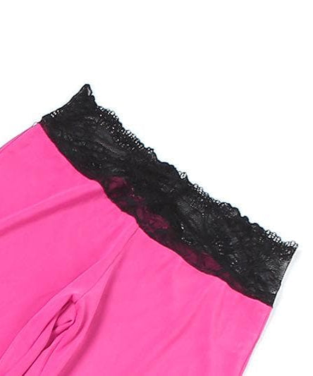 “Sultry Siren” Black Lace Mesh Sweetheart Cami & Flare Pant Set | Halloween & Fall Nights