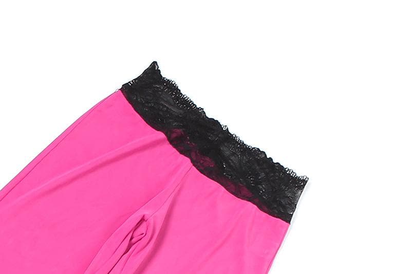 “Sultry Siren” Black Lace Mesh Sweetheart Cami & Flare Pant Set | Halloween & Fall Nights