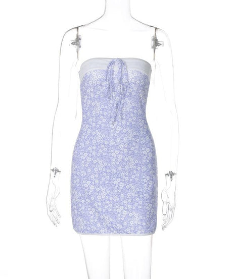 Lavender Floral Tie-Front Tube Mini Dress - Chic Fall Transition & Vacation Ready
