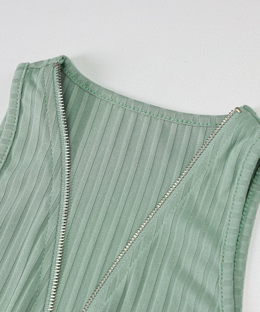 Sleek & Chic Ribbed Zip-Front Mini Dress - Your Go-To Fall Staple
