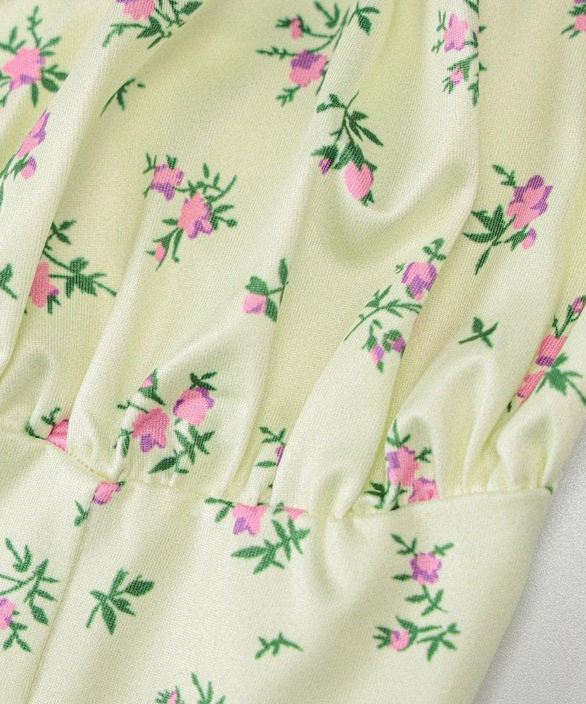 Romantic Blue Floral Midi Slip Dress with Slit - Sweetheart Neck, Perfect for Fall Dates & Resort Getaways