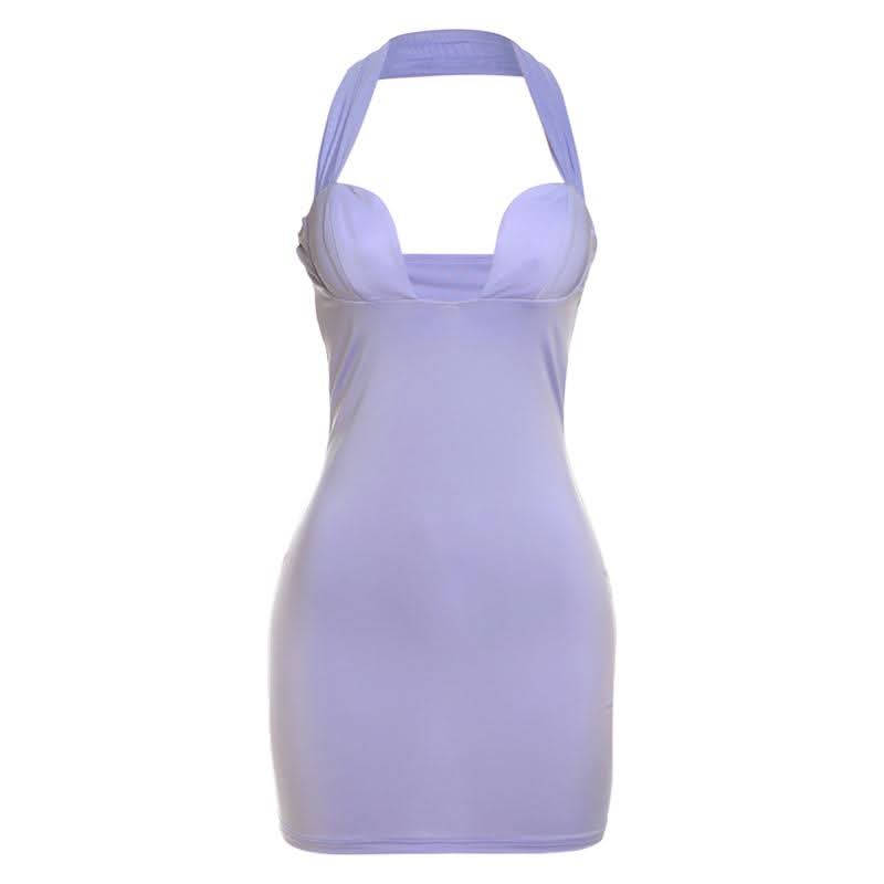 Irresistible Lavender Halter Backless Mini Dress - Your Fall Party & Night Out Essential
