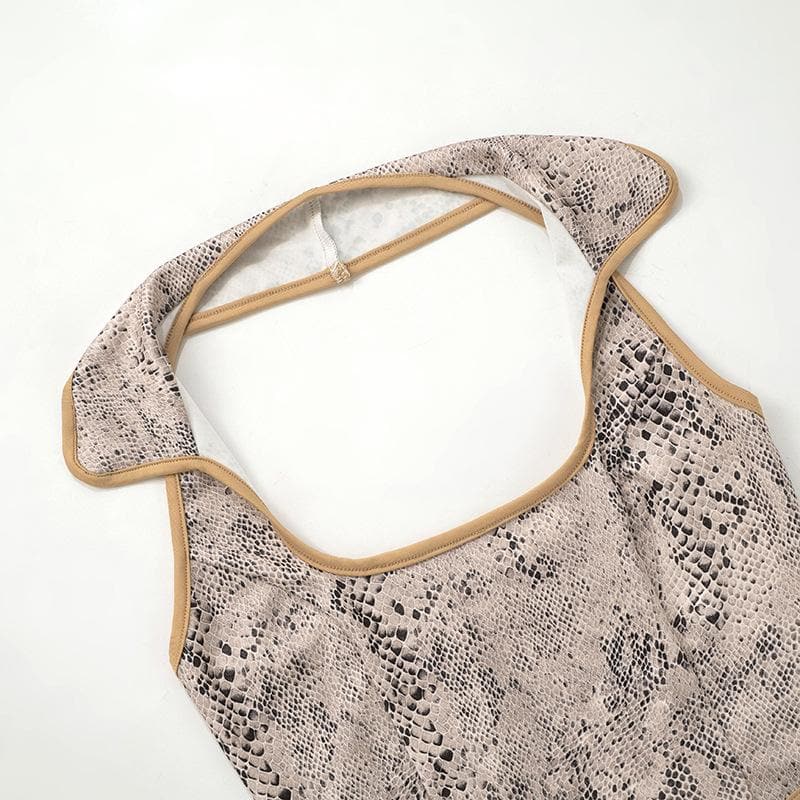 Chic Snakeskin Print Halter Top for Women - Essential Fall Statement Style
