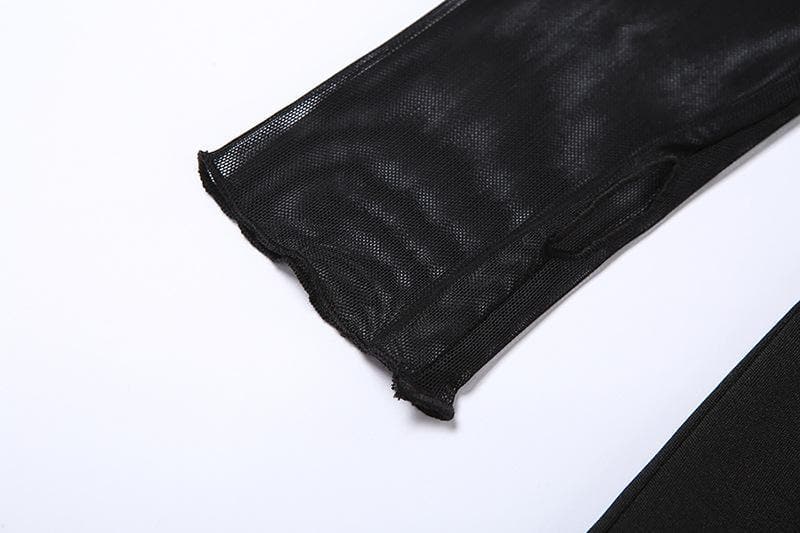 Chain Detail One-Shoulder Bodycon Mini Dress with Sheer Mesh Sleeves – Your Fall & Holiday Party Statement