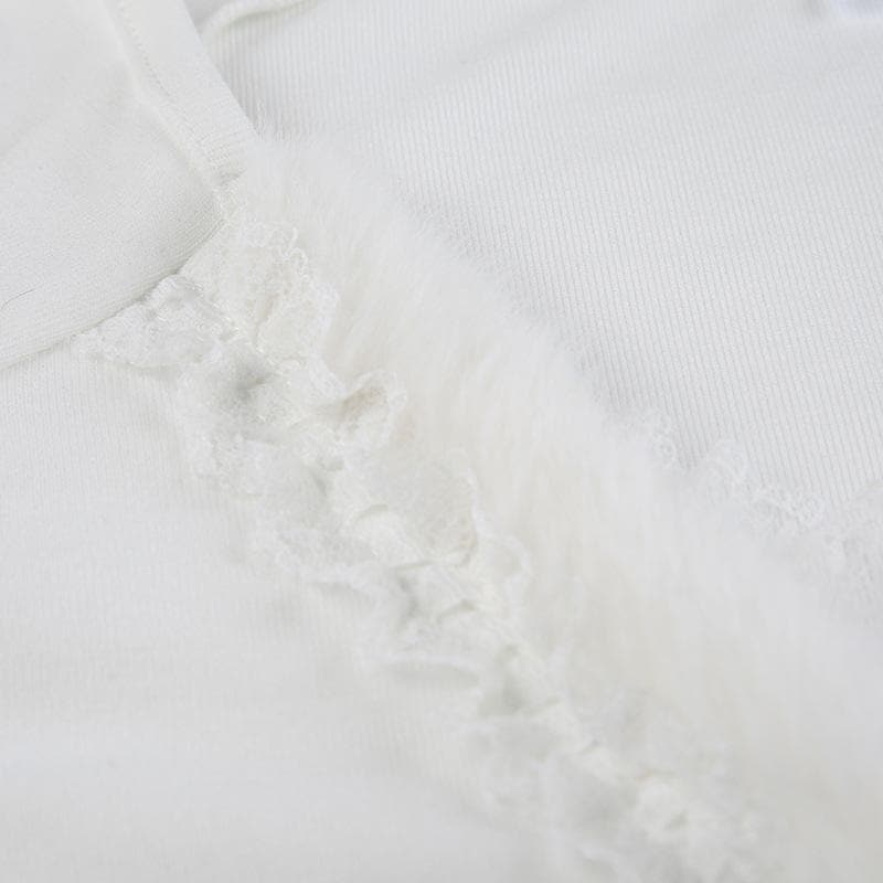 Y2K Chic! Women's Romantic Lace Tie-Front V-Neck Long Sleeve Top - Fall Essential