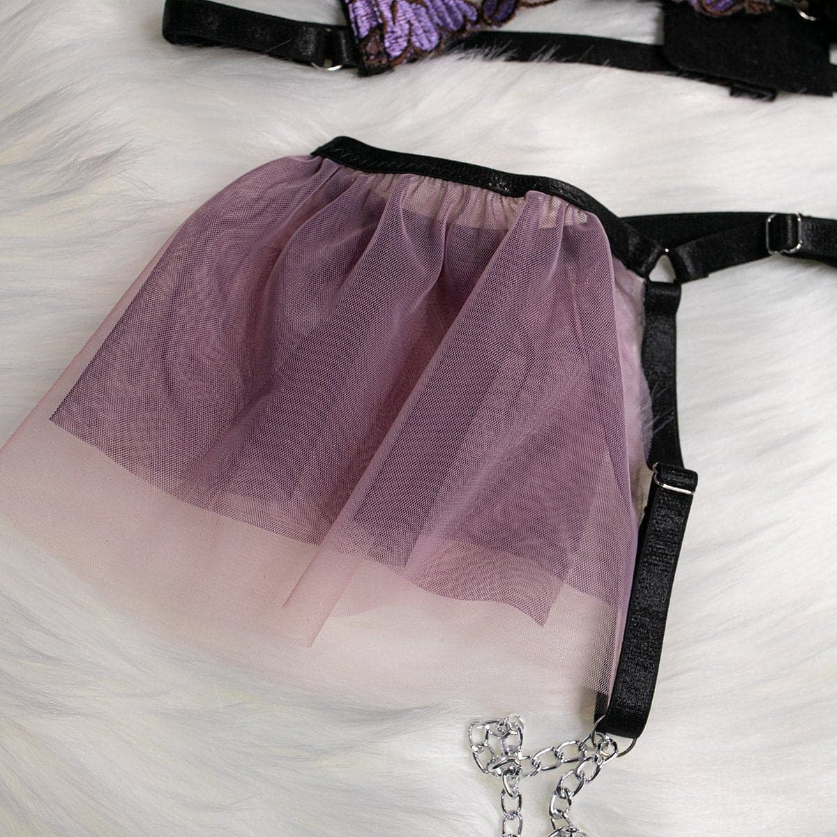 Mystique Bloom Chain & Mesh Garter Lingerie Set - Ignite Your Fall Nights