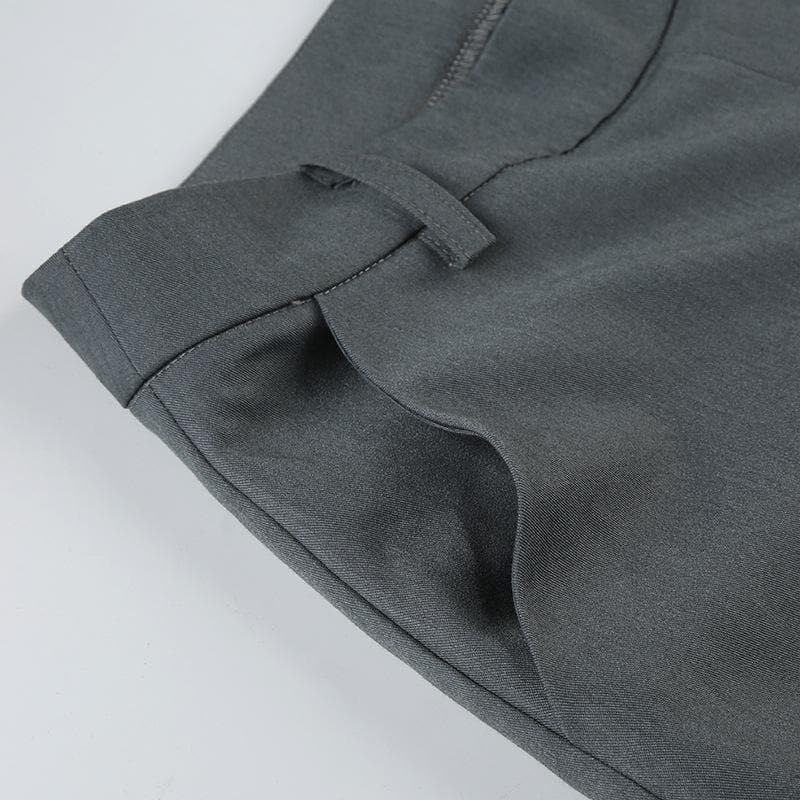 Women's Effortless Wide Leg Trousers - Dark Grey Fall Style with Stretch & Flattering Medium Rise