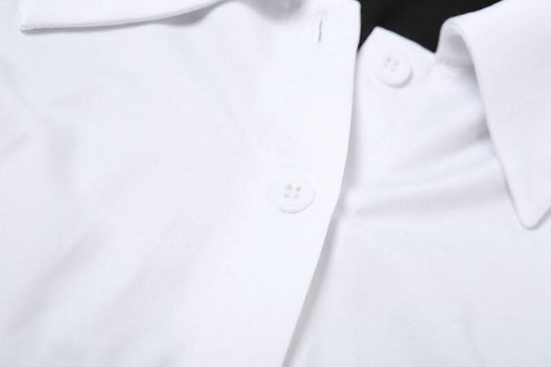 Sleek Black & White Belted Mini Dress | Faux Shirt & Skirt Design for Fall