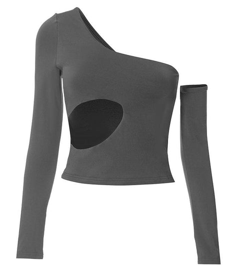 Rebel Chic One-Shoulder Cut-Out Top with Arm Warmer – Your Fall Party Statement