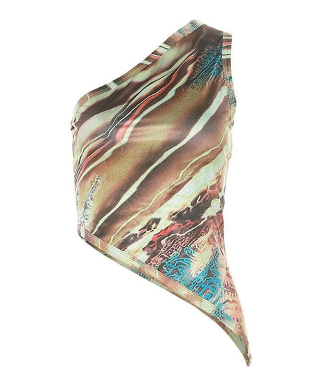 Fall Chic: Abstract One-Shoulder Asymmetric Top - Your Modern Style Statement