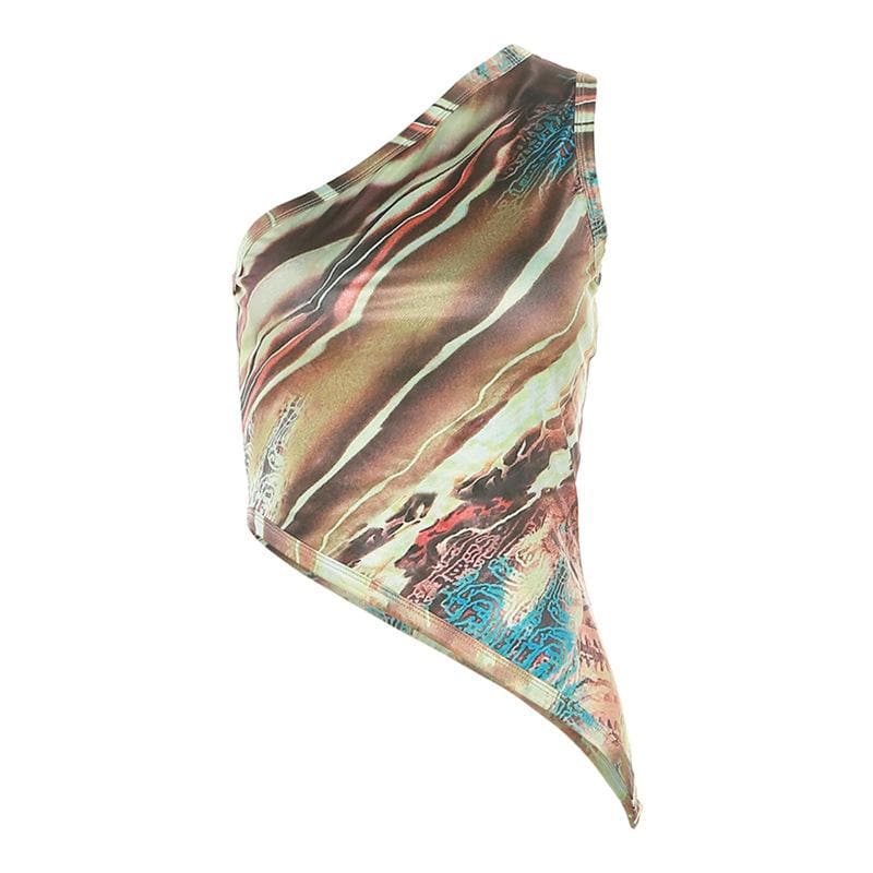 Fall Chic: Abstract One-Shoulder Asymmetric Top - Your Modern Style Statement