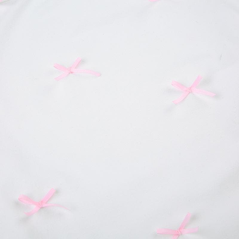 Sweetheart Square Neck Long Sleeve Top with Dainty Pink Bows - Your Perfect Fall Staple