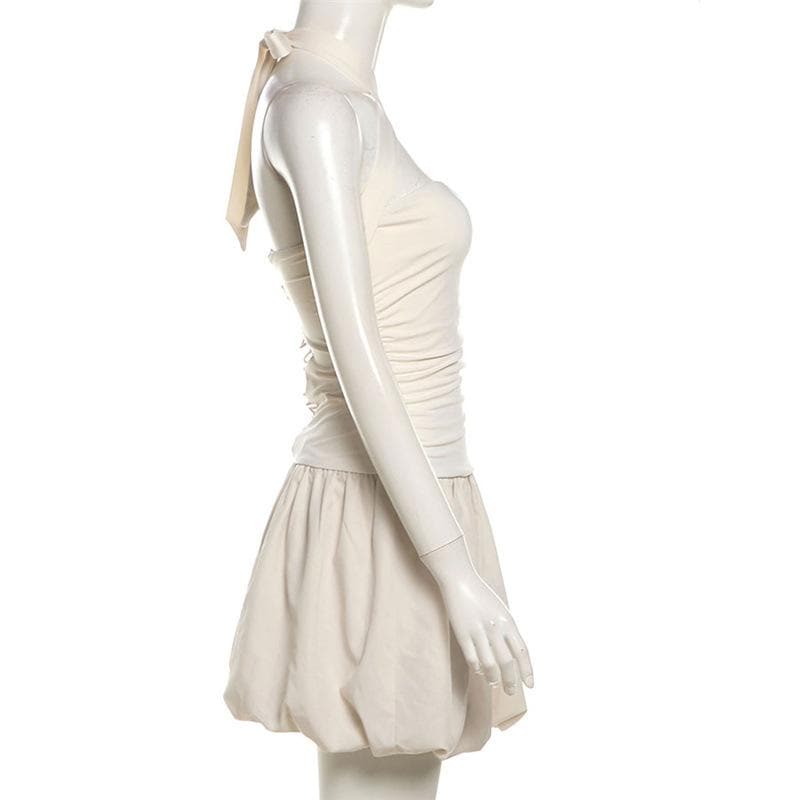 The 'It Girl' Barbie Pink Halter Mini Dress - Ruched & Ready for Fall Getaways & Parties