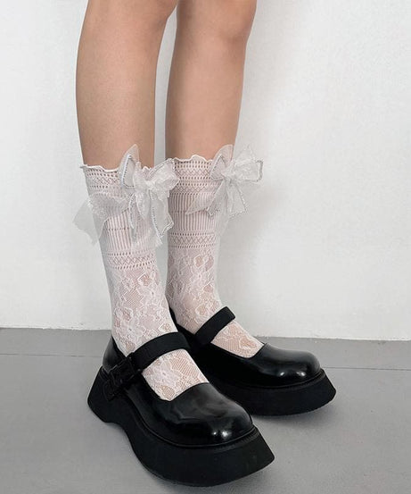 Delicate Sparkle Bow Sheer Ankle Socks | Fall Gothcore & Dark Academia Style