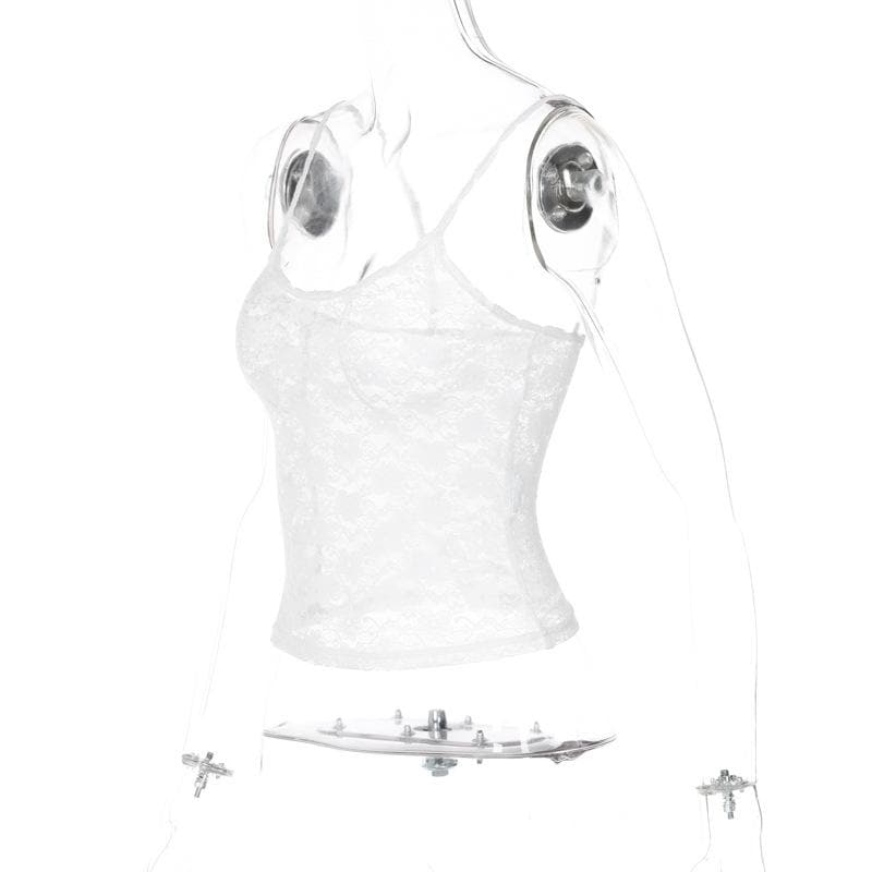 Delicate Dream: Y2K Sheer Lace Backless Cami Top – Your Go-To for Fall & Date Nights