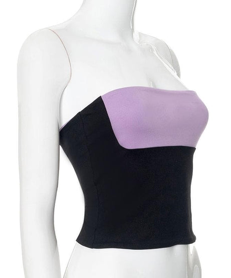 Effortless Fall Style: Lavender & Black 2-Way Backless Strapless Top – Your Chic Go-To