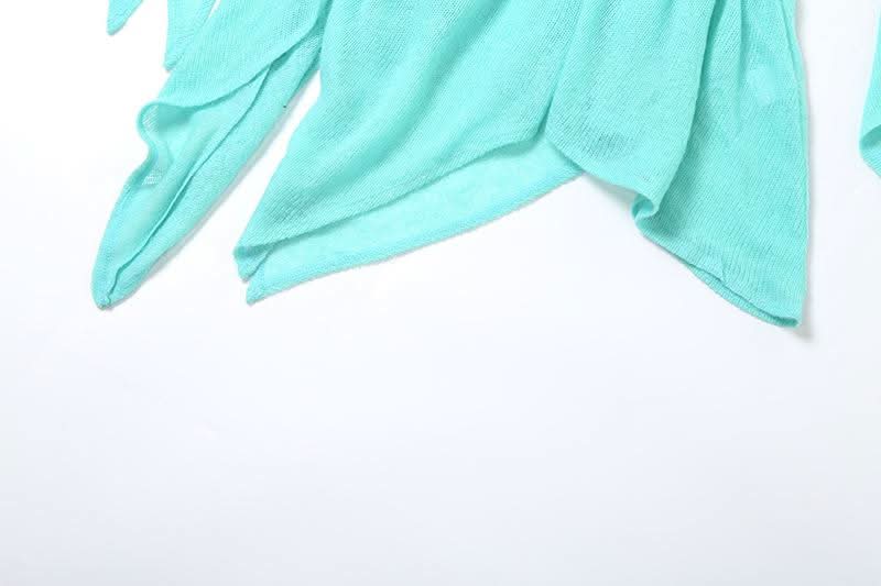 Enchanting Aqua Ruffle Knit Mini Dress - Whimsical Asymmetrical Fall Tunic