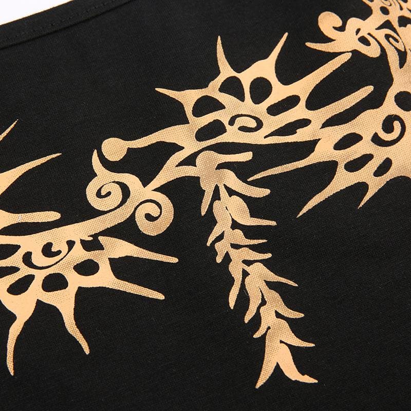 Edgy Y2K Backless Graphic Cami Top - Square Neck Crop for Fall