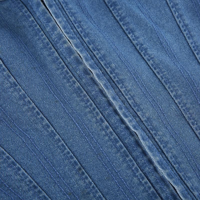 Y2K Edgy Denim Corset Top | Strapless Sweetheart Bustier for Fall Style