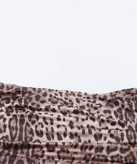 Fierce Leopard Print 3-Piece Cowl Neck Cutout Mini Skirt Set | Adjustable Ruched Fall Party & Club Wear