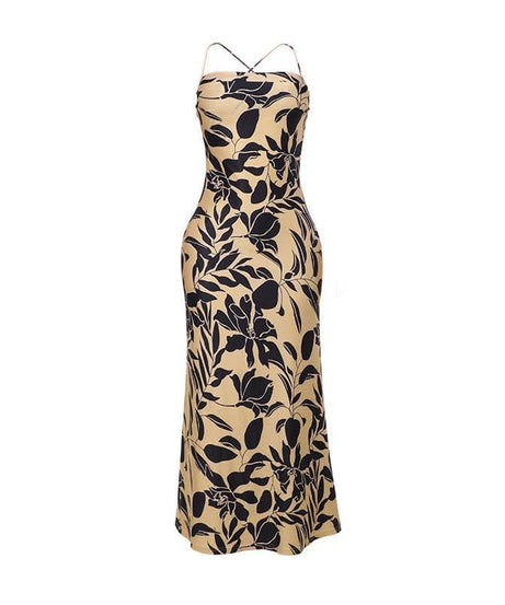 Effortless Chic: Botanical Print Cross-Back Maxi Dress - Your Essential for Fall Getaways