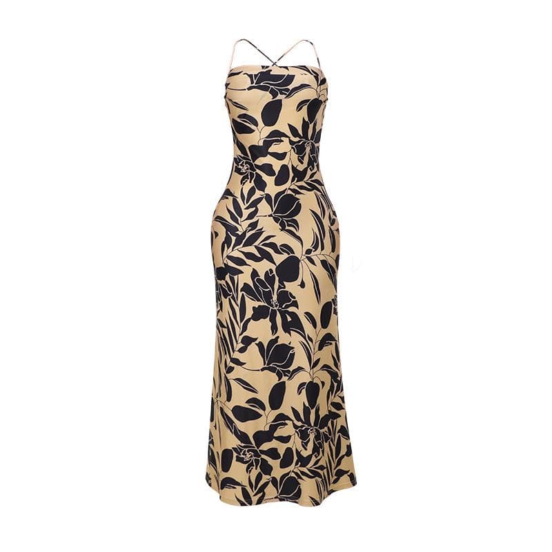 Effortless Chic: Botanical Print Cross-Back Maxi Dress - Your Essential for Fall Getaways
