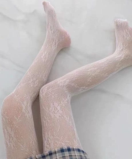 Enchanting Floral & Web Lace Fishnet Tights - Perfect for Fall Fashion & Halloween