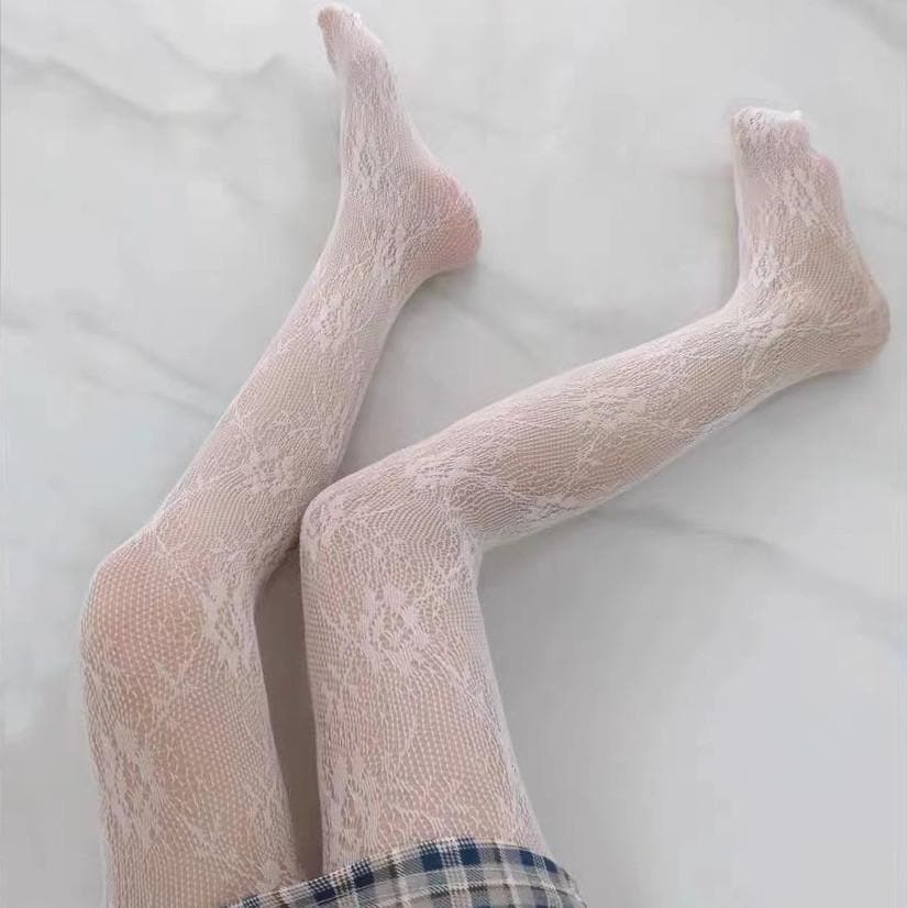 Enchanting Floral & Web Lace Fishnet Tights - Perfect for Fall Fashion & Halloween