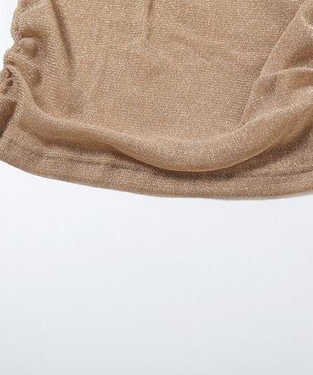 Golden Hour Glam: Shimmer Cowl Neck Crop Top & High Slit Maxi Skirt Set – Perfect for Holiday Parties & Warm Escapes