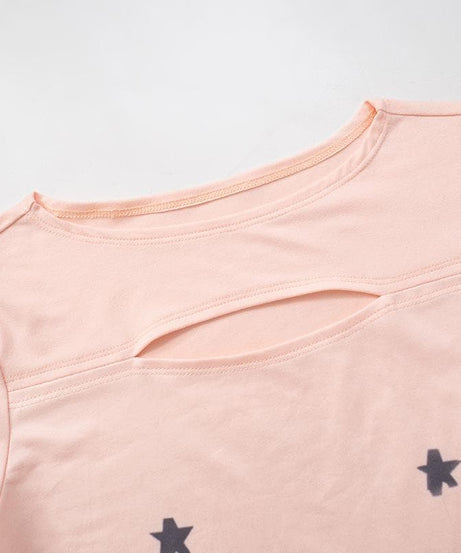 Star Struck Cutout Crop Top | Y2K Celestial Tee for Fall Nights & Halloween Fun