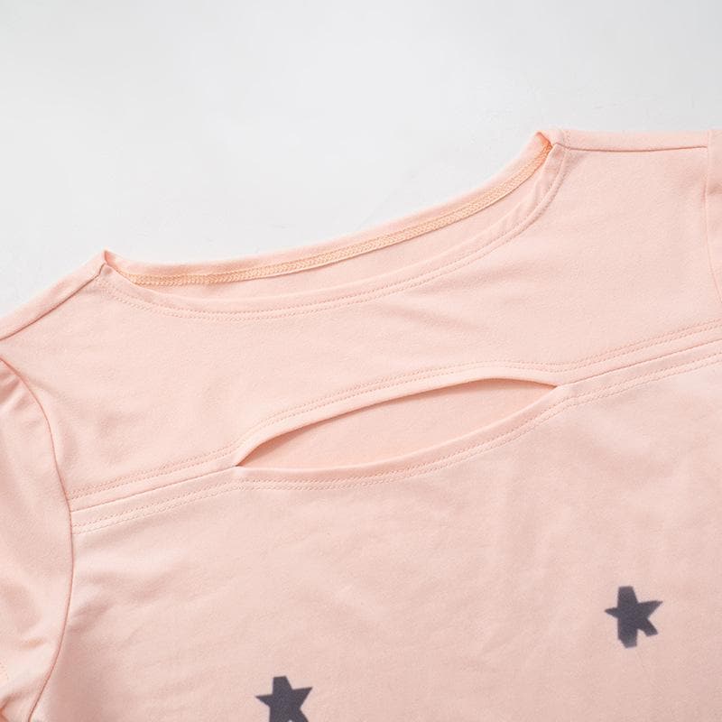 Star Struck Cutout Crop Top | Y2K Celestial Tee for Fall Nights & Halloween Fun
