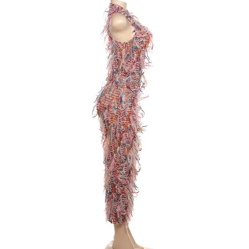 Showstopping Fringe Midi Dress – Vibrant Textured Style for Fall & Holiday Parties