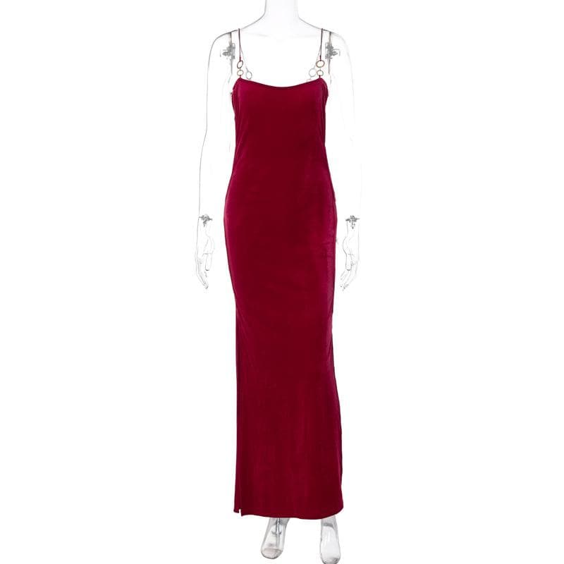 Ruby Allure Velvet O-Ring Maxi Dress – Your Dazzling Holiday & New Year's Eve Statement