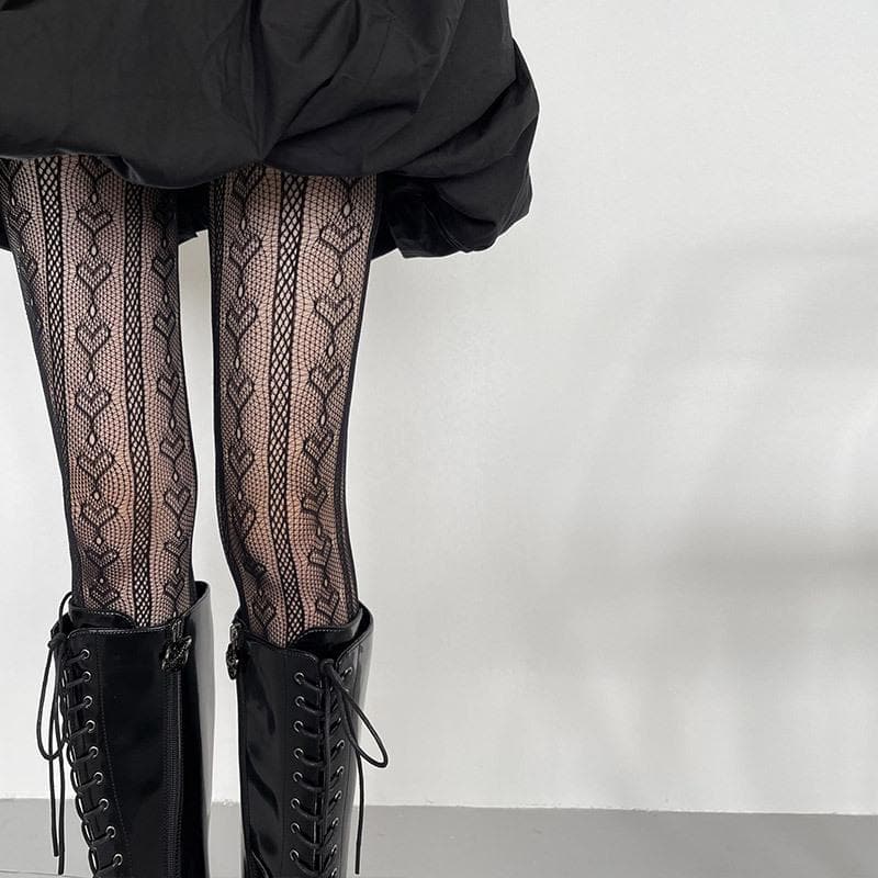 Dark Romance Hollow Heart Fishnet Tights - Your Essential Fall & Halloween Statement
