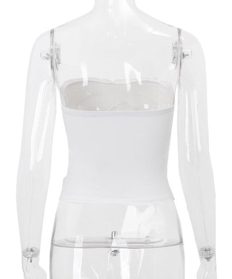 Chic Ruffled Tube Top with 3D Floral Appliqué - Your Versatile Fall & Holiday Style Essential