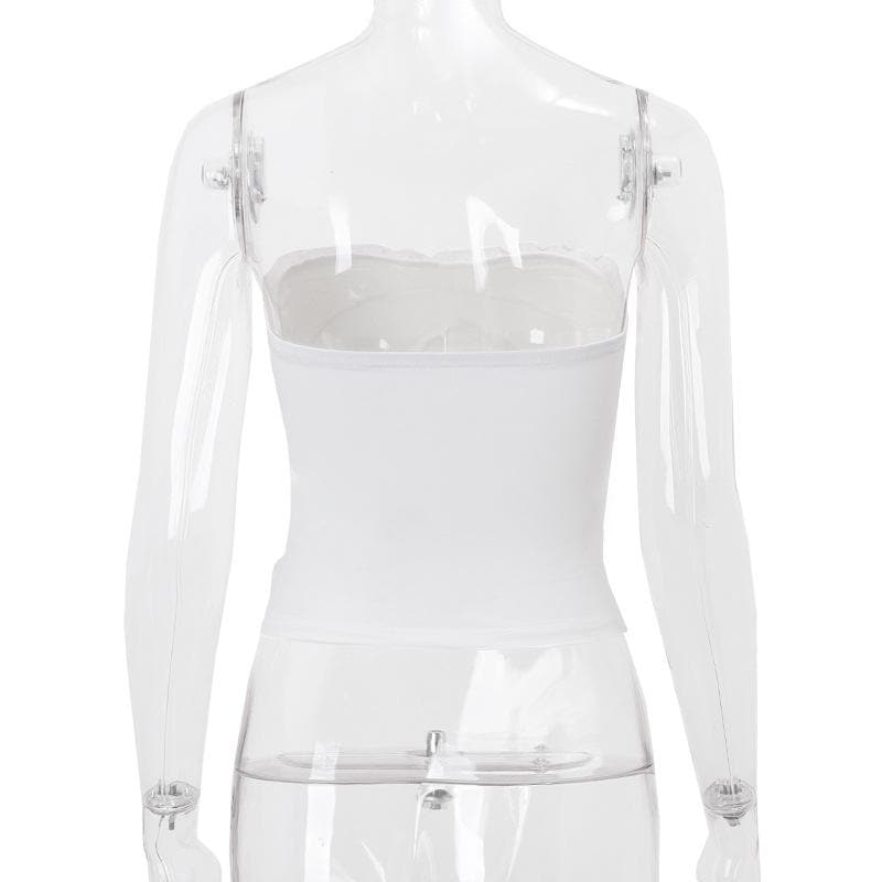 Chic Ruffled Tube Top with 3D Floral Appliqué - Your Versatile Fall & Holiday Style Essential