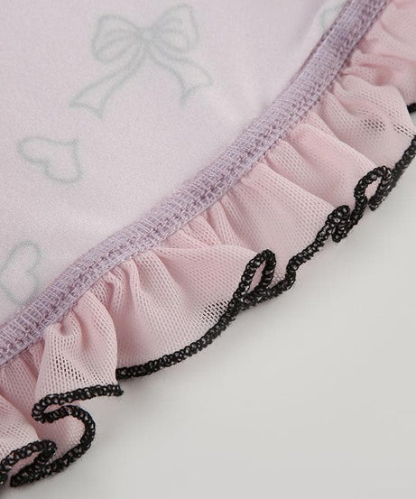 Darling Coquette Pink Bow & Heart Ruffle Bustier Cami Top - Fall Fashion Essential