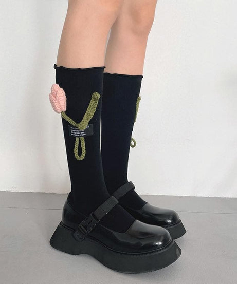 Cozy Chic Tulip Ruffle Knee-High Socks - Autumn's Must-Have Fashion Statement