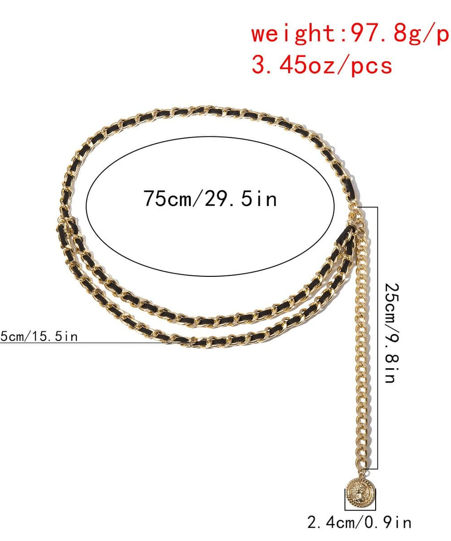 Chic Layered Gold Chain Waist Belt with Coin Charm - Elevate Your Fall & Holiday Style