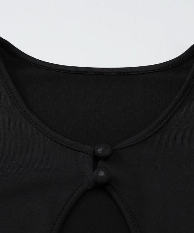 Effortless Fall Style: Black Ribbed Cutout Long Sleeve Crop Top & Capri Set