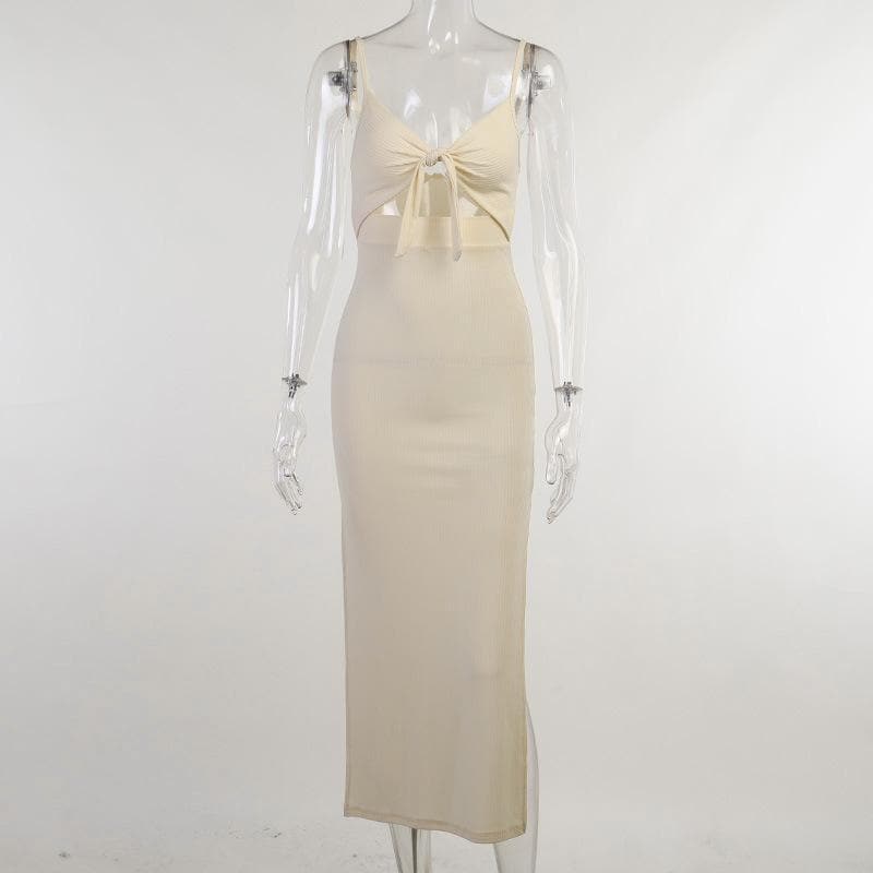 Fall Ready Ribbed Knit Cut-Out Maxi Dress - Effortlessly Chic & Flattering for Autumn