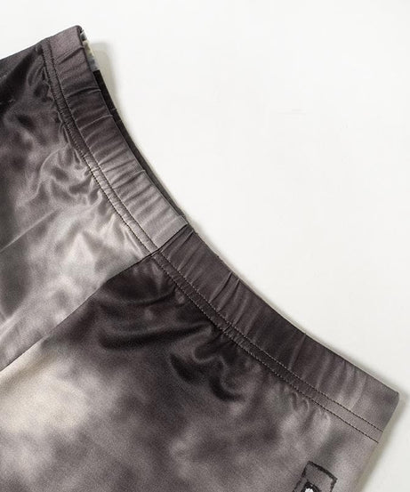 Fall Edgy Cloud Print Matching Set - Women's Zip-Up Top & Leggings with Money Patches