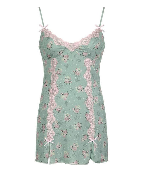 Dreamy Floral Lace Mini Slip Dress | Romantic Cami Loungewear for Cozy Nights