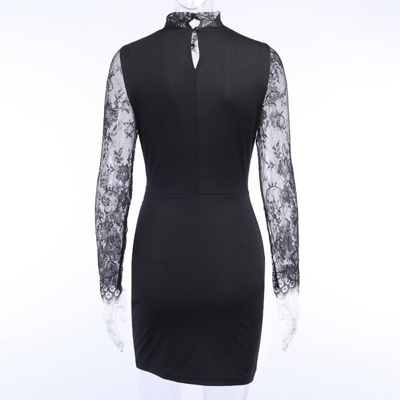 The Sultry Black Lace Illusion Mini Dress - Your Essential for Fall & Holiday Nights