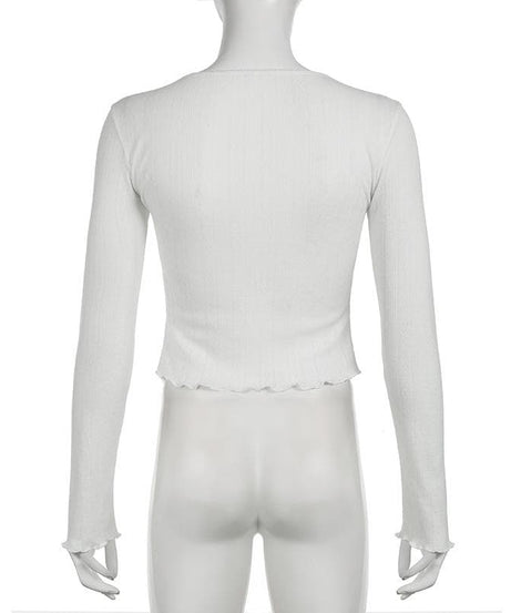 Cozy Chic Ribbed Crop Cardigan - Effortless Scoop Neck Button Top for Fall