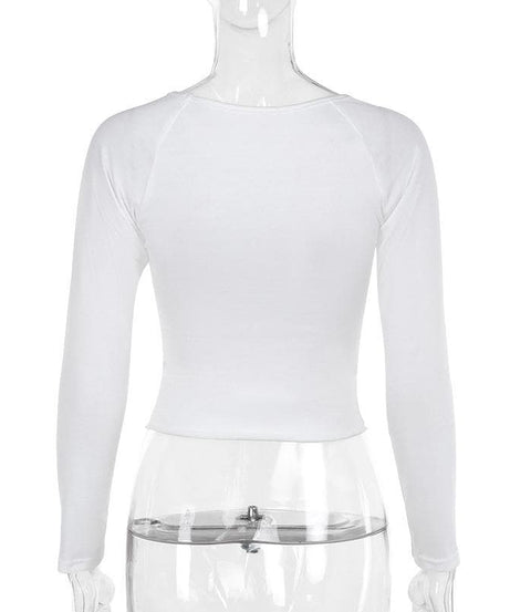 Women's "WET" Graphic Long Sleeve Crop Top - Trendy Fall Statement Piece